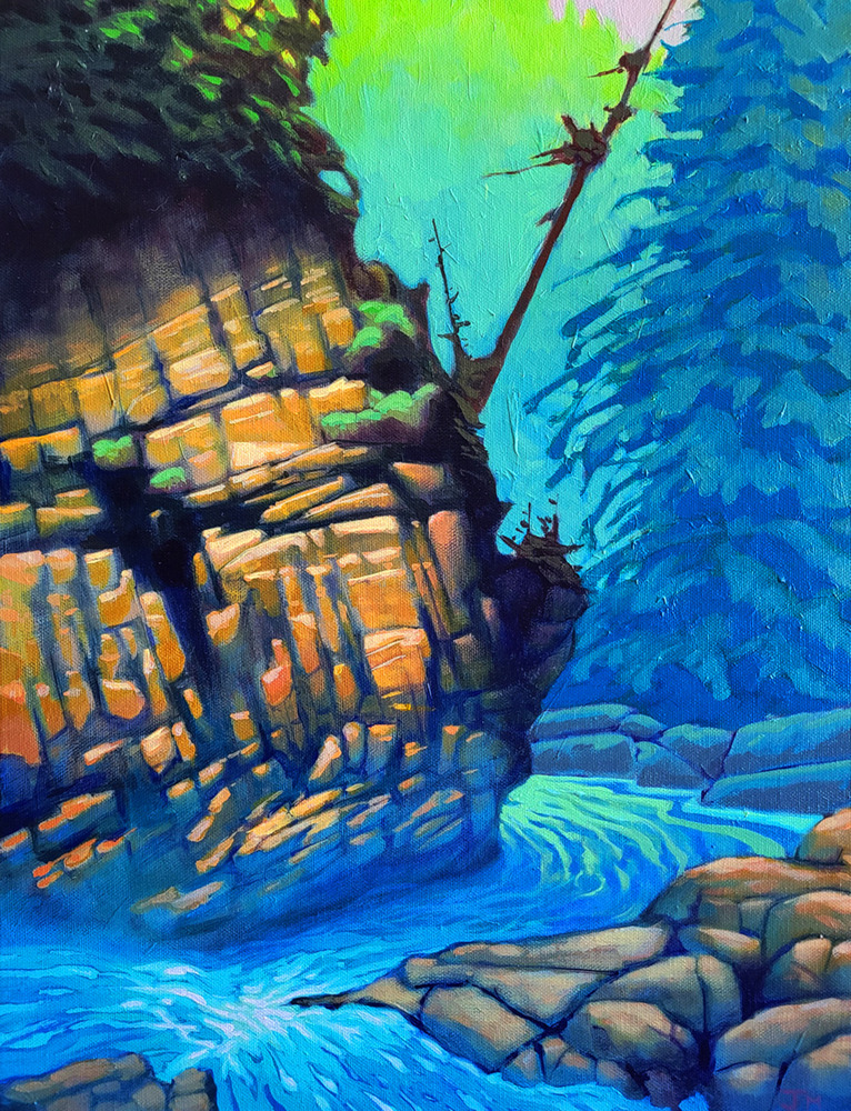 Johnston Canyon II <br> Acrylic on Canvas, 36 x 36