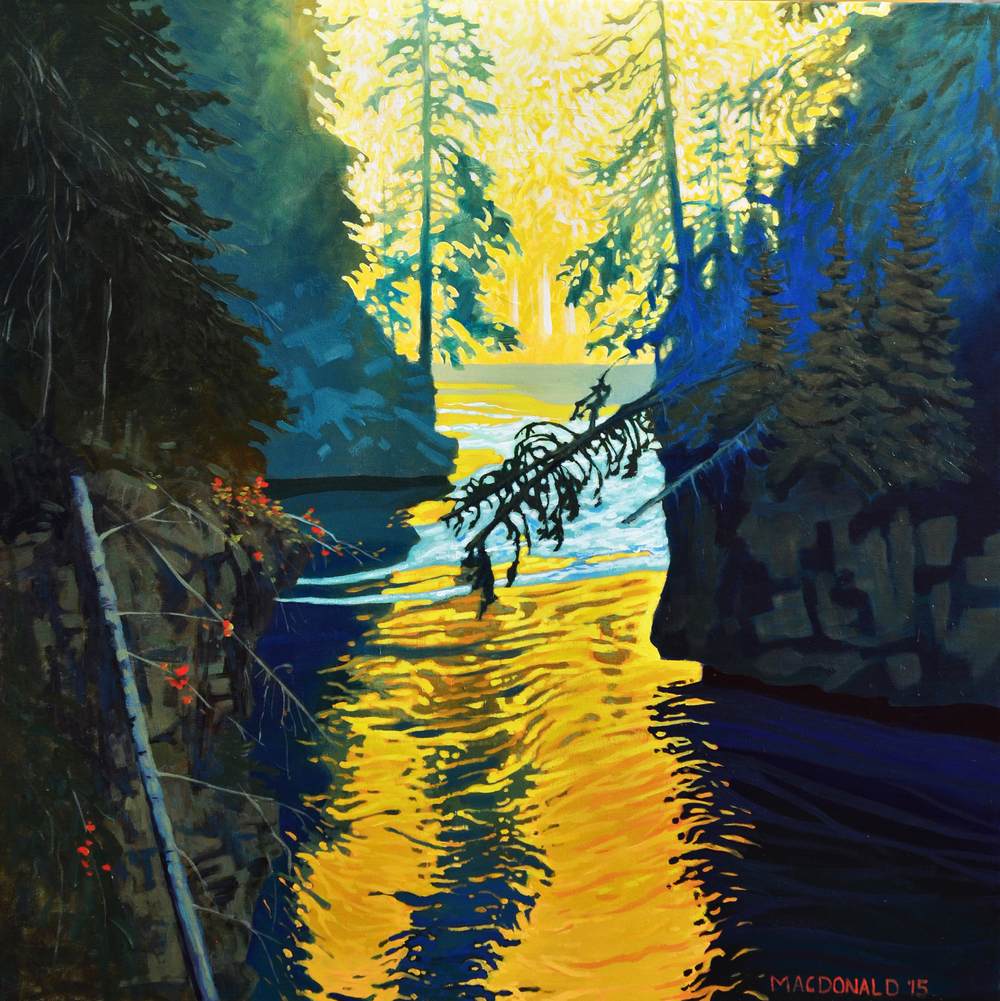 Johnston Canyon III <br> Acrylic on Canvas, 14 x 18 <br> Available at Cobalt Gallery
